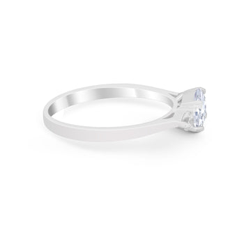 Three Stone Wedding Ring Emerald Cut Round Simulated CZ 925 Sterling Silver